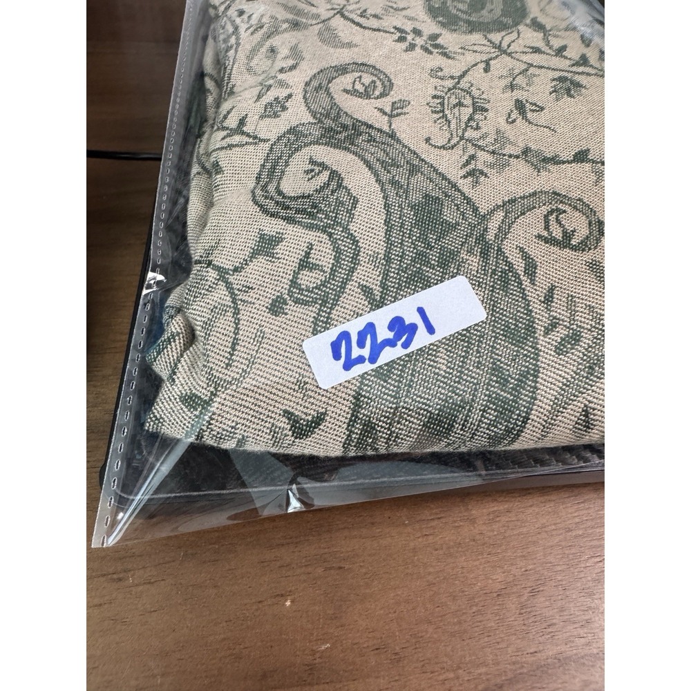Womens Scarf Wrap Shawl Green Beige Floral Paisley Fringe Pashmina Boho Cottage - Picture 8 of 8